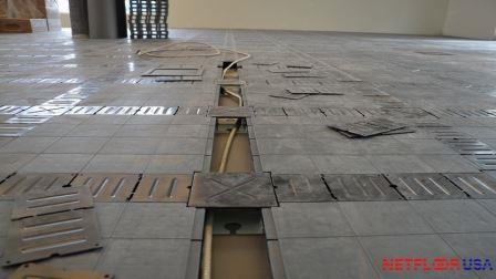 Access Flooring with Electrical Wire Inside Cable Raceway